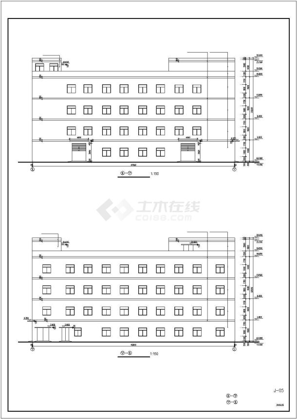 某城市四层工业厂房建筑设计CAD图纸-图一