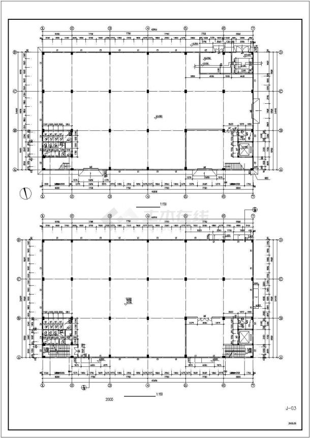 某城市四层工业厂房建筑设计CAD图纸-图二