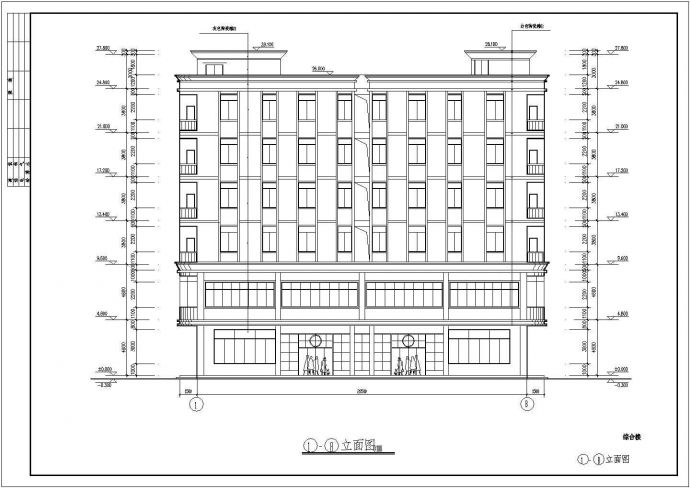 某地六层框架结构宾馆建筑设计方案图_图1