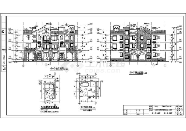 湖南省某地三层框架结构别墅建筑设计施工图纸-图二