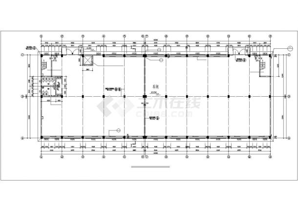 某地区车间厂房建筑施工CAD设计图-图二