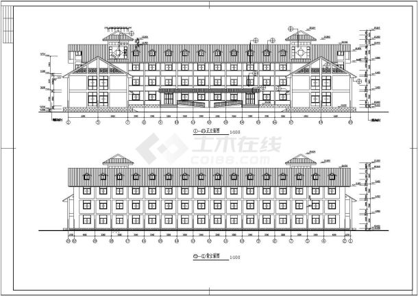 某地区三层框架结构宿舍楼建筑设计施工图-图一