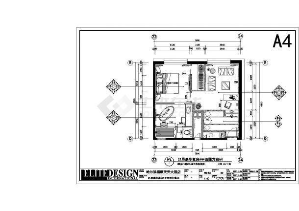 哈尔滨高层框架结构酒店商务套间室内装修设计施工图-图二