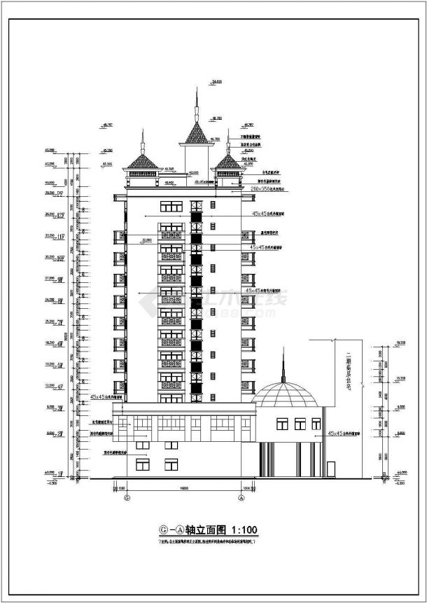 某地高层住宅施工建筑图纸（标注详细）-图二