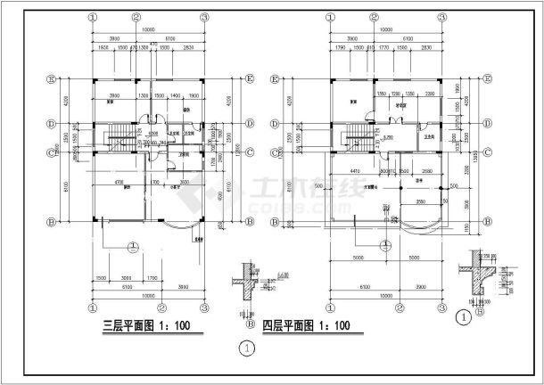 某地四层框架结构小住宅建筑设计方案图-图二