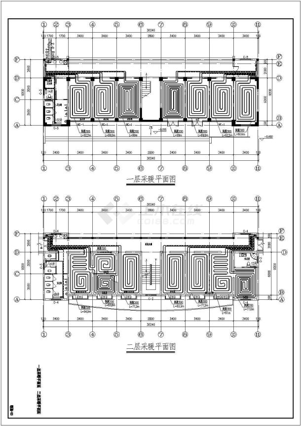 某4层连体办公楼地板采暖设计施工图-图二