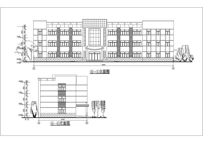 某地三层砖混结构办公室建筑方案图_图1