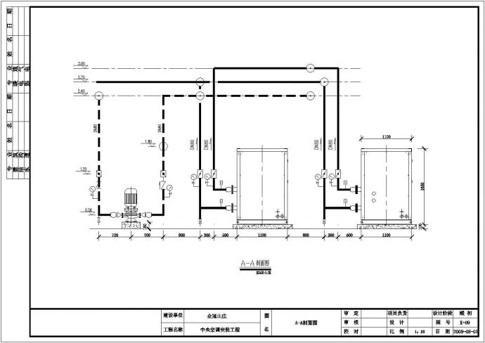 金冠山庄地源热泵机房平面布置系统原理图_图1