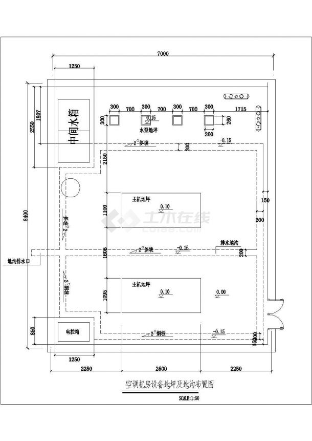金冠山庄地源热泵机房平面布置系统原理图-图二