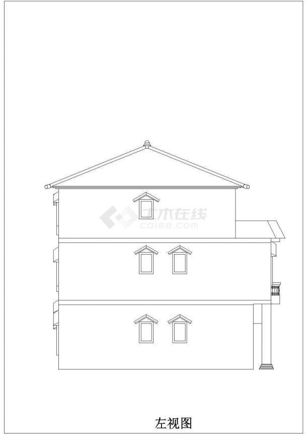 兄弟型小农家住宅设计建筑cad图纸-图二