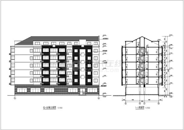 多层宿舍建筑施工图的完整CAD设计建筑图纸-图二