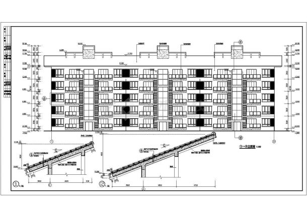 某学校五层框架结构教室公寓建筑设计施工图-图二