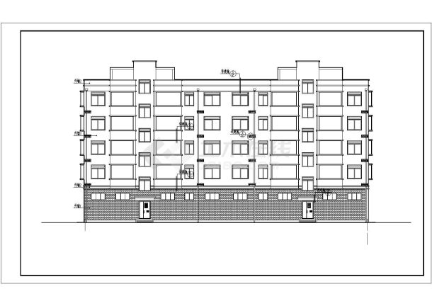 某地五层底框结构商住楼建筑设计施工图-图二