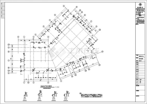 某地3层框架结构商场结构部分施工图-图一