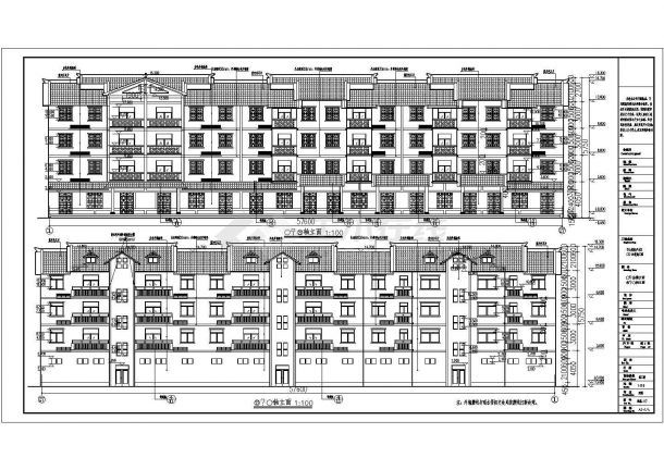 某地4层框架结构仿古住宅楼建筑设计施工图-图一