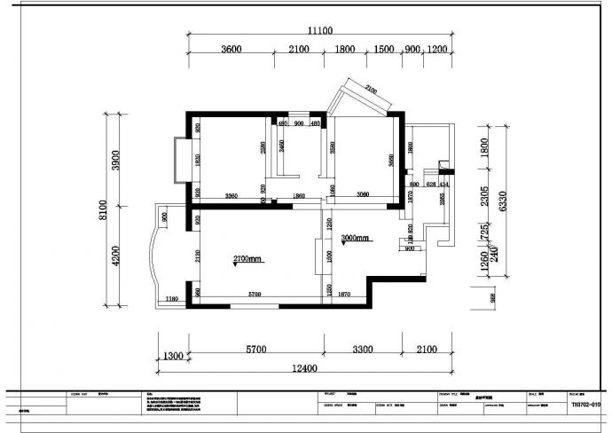 比较受欢迎的简洁式两居室施工图纸_图1