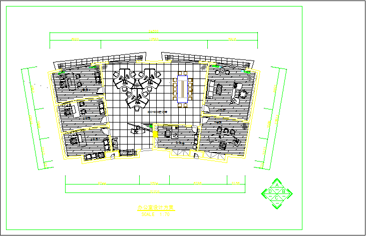 某地弧形办公楼装修CAD设计公司图