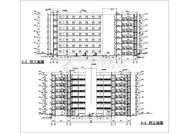 某地7层框架宿舍楼建筑设计方案图-图一