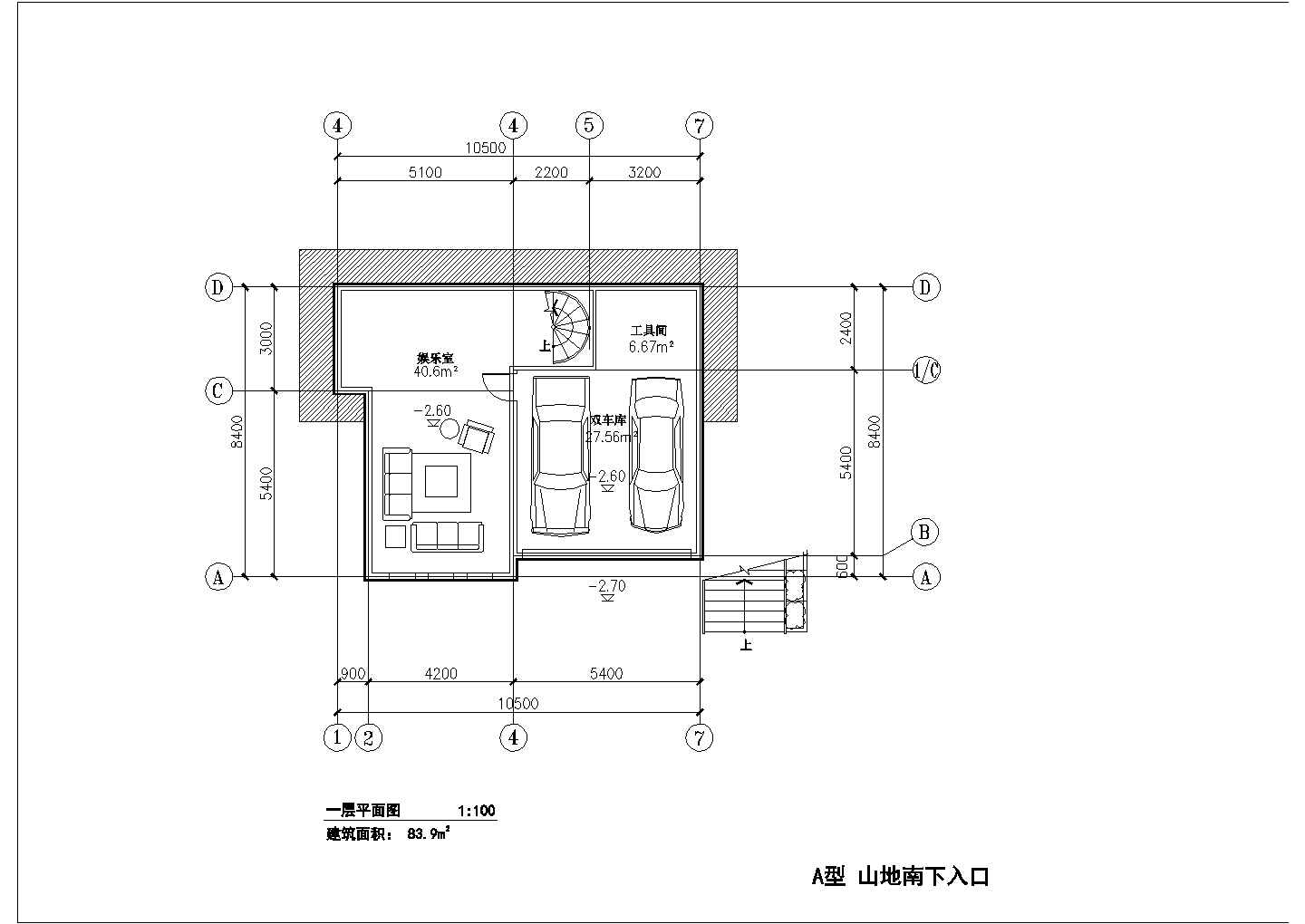 南京山地别墅A型方案（标注详细）
