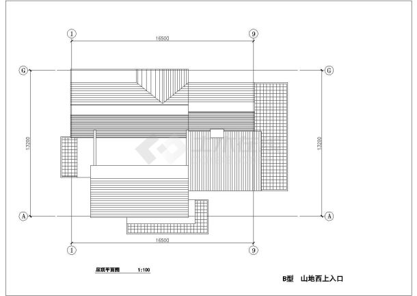 某地山地别墅B型方案建筑cad图纸-图二