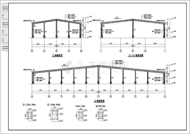 某平面不规则的桁架厂房建筑设计图纸-图二