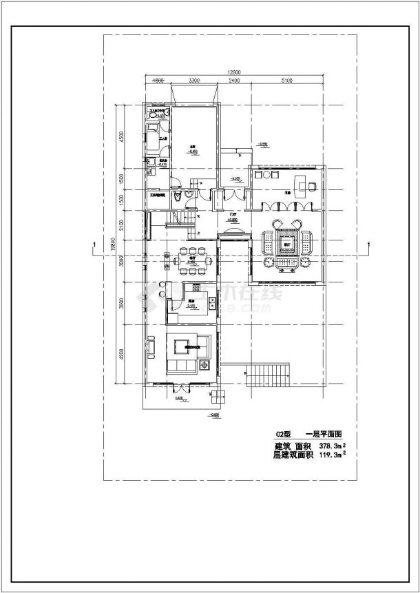 比较经典的小型别墅建筑cad设计图纸-图二