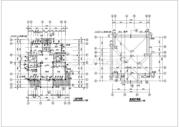 比较小巧型的别墅建筑cad施工图（共4张）-图二