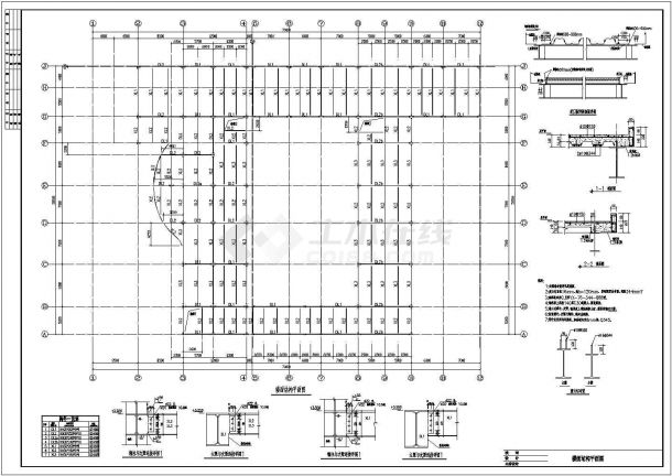 某地单层轻型门式钢架厂房结构施工图（局部二层）-图二