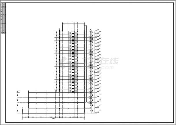 某市22层混凝土框架结构弧形公寓式酒店建筑施工图纸-图二