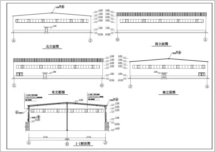 山东35米跨单层轻型门式钢架厂房施工图纸_图1