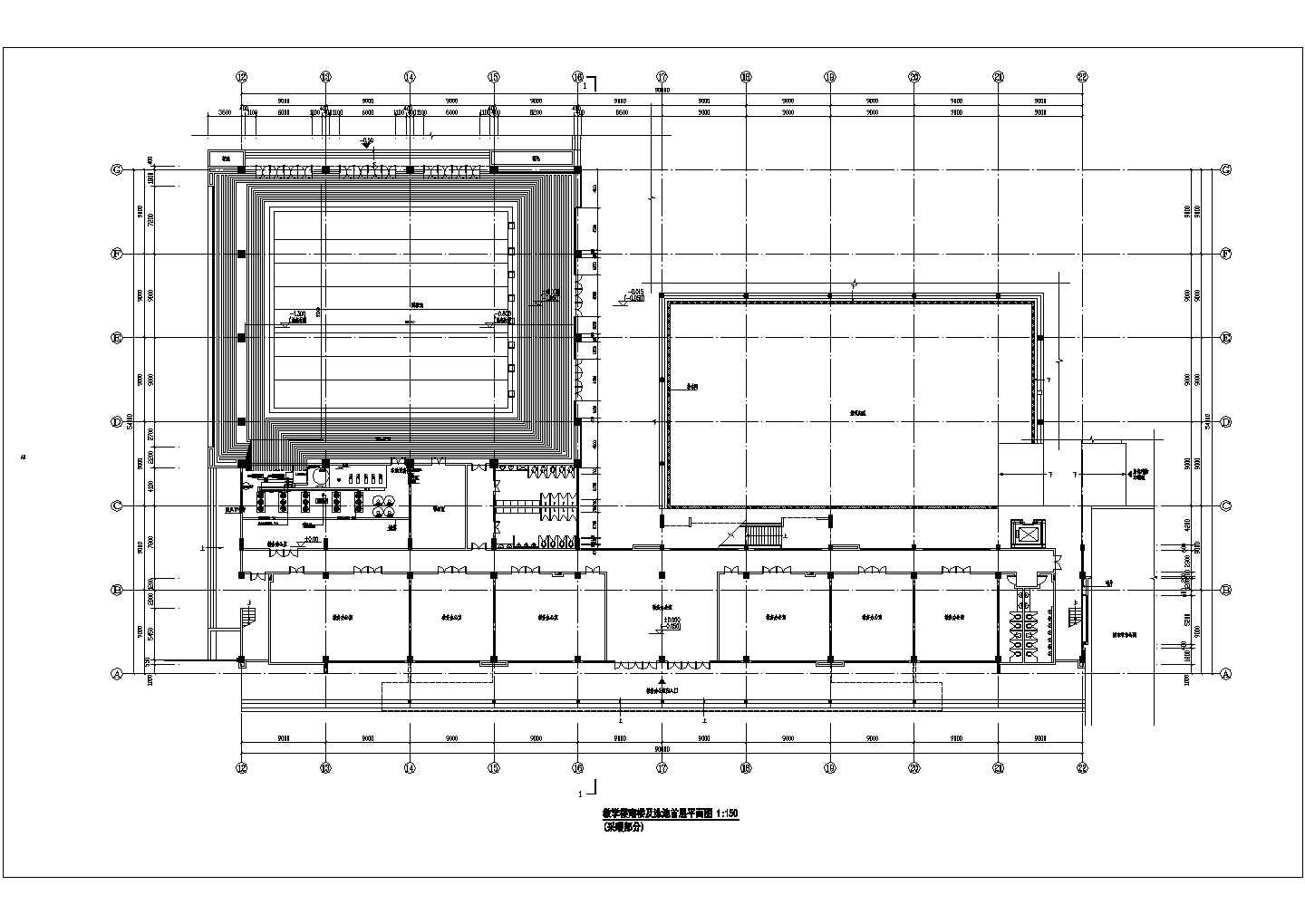 某小学学校二层框架结构游泳池给排水设计方案图