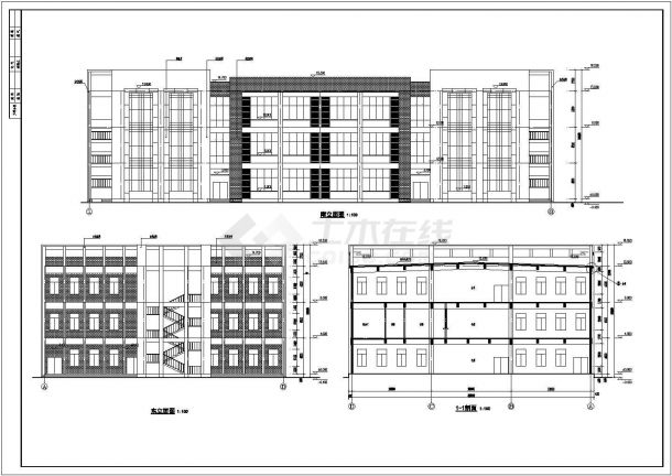 某学校3层混凝土框架结构食堂建筑施工图纸-图一