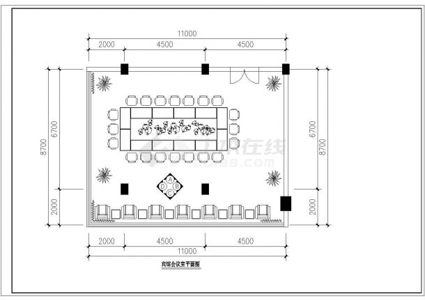 某宾馆会议室装修CAD设计施工图纸-图一