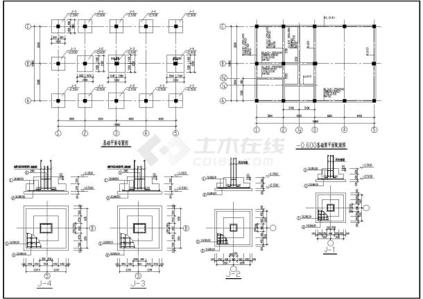 柴油发电机房单层框架结构设计施工图-图二