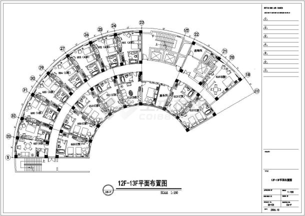 12、13层客房竣工设计方案全套CAD图纸-图一