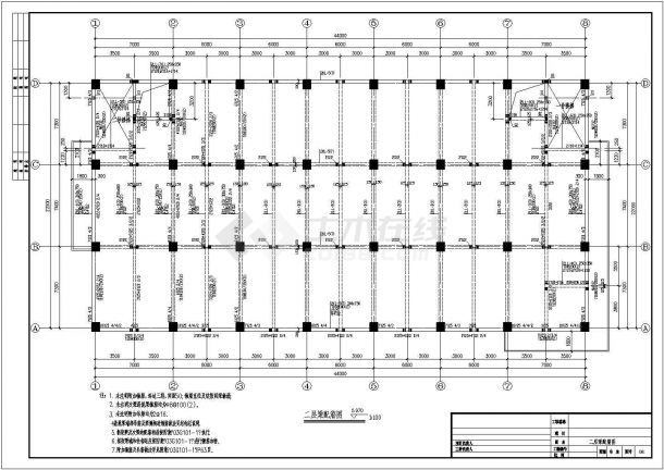 某钢筋混凝土框架结构仓库结构设计施工图-图二