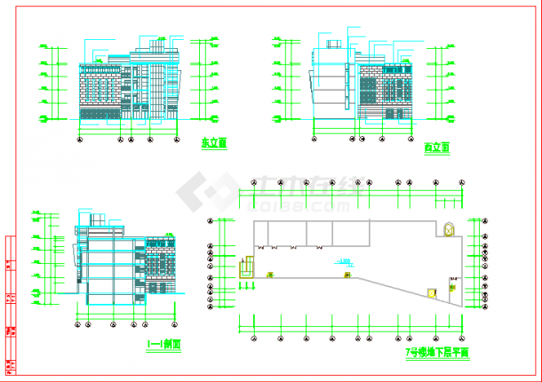 某四层商业中心建筑设计施工CAD图-图二