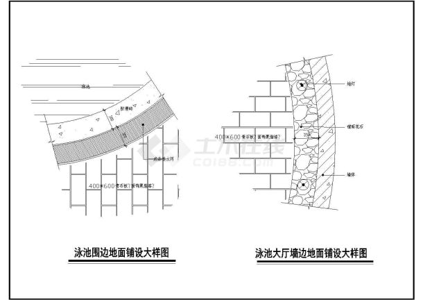 某地两层框架结构戏水中心室内装修设计施工图-图二