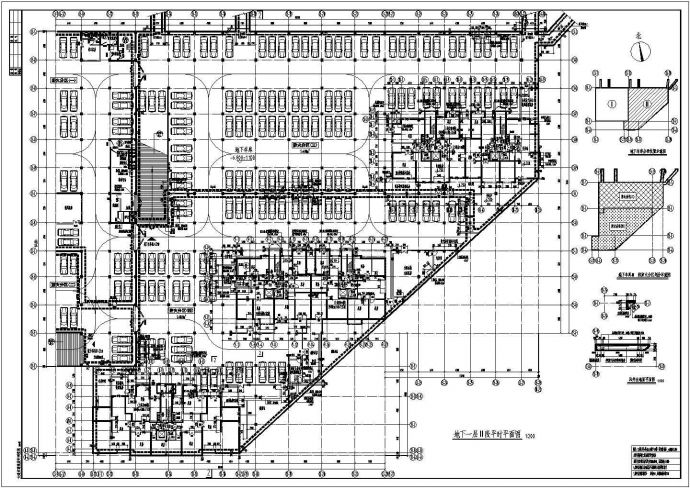 人防地下车库平面建筑方案图（战时为人掩）_图1