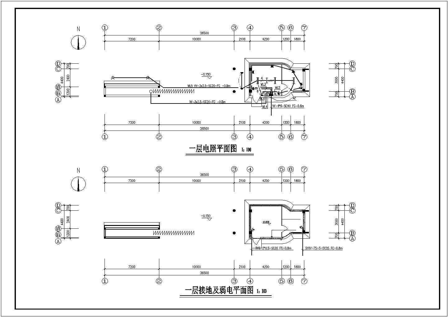 一套简单的传达室电气设计cad图