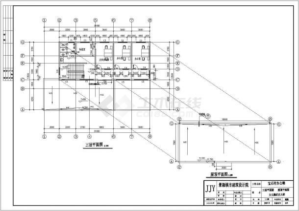 景德镇某石材公司三层办公楼建筑设计方案图-图二