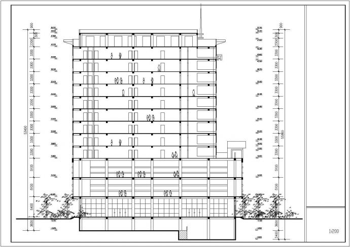 某综合楼建筑设计施工CAD方案总图_图1