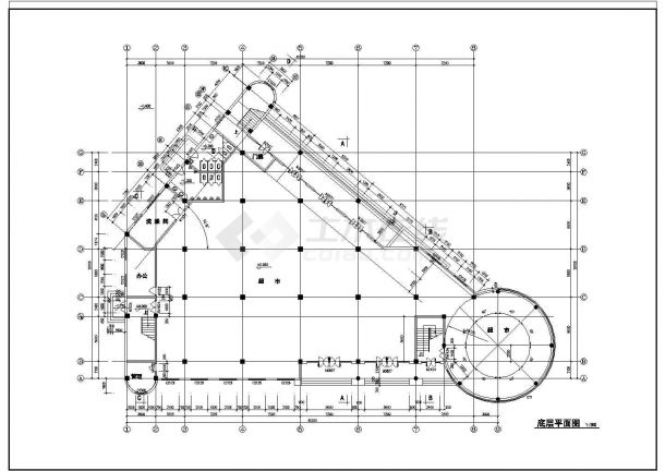 某小区会所设计结构建筑施工图的完整CAD图纸-图二