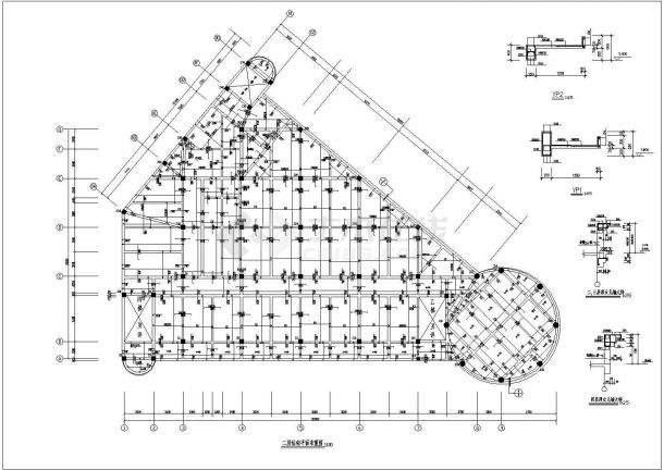 某小区会所设计结构建筑施工图豪华CAD设计图-图二