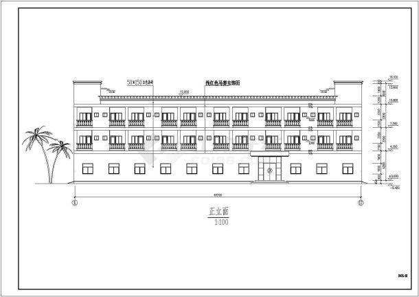 某办公宿舍楼建筑设计CAD施工方案图-图一