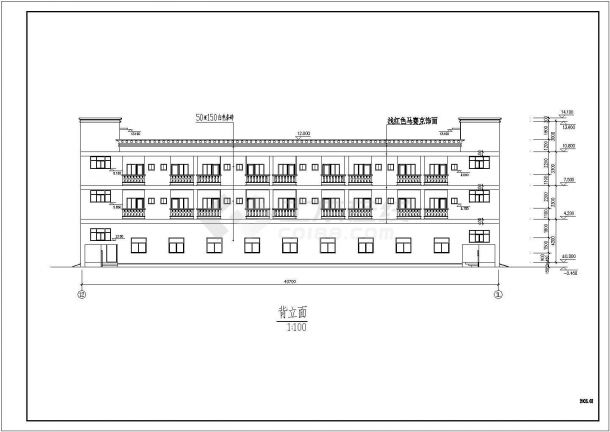 某办公宿舍楼建筑设计CAD施工方案图-图二