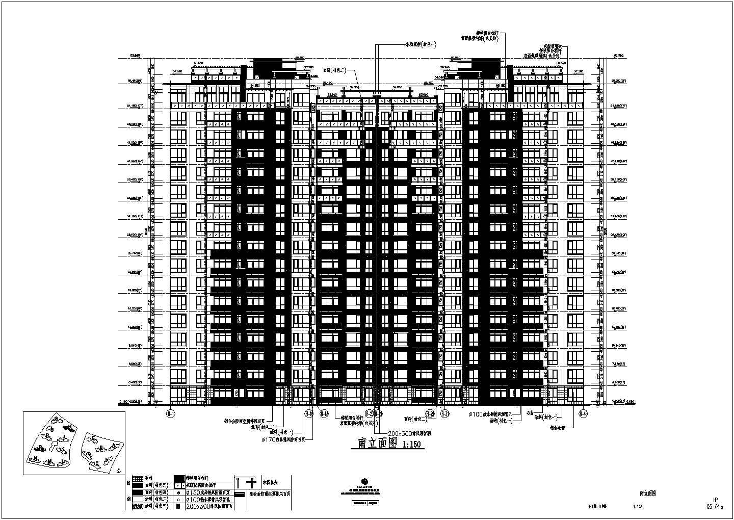 上海新江湾城一梯三户十八层住宅施工图