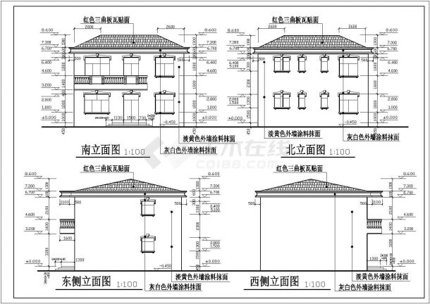 上海两层砖混结构小别墅和单层锅炉房建筑设计施工图-图二