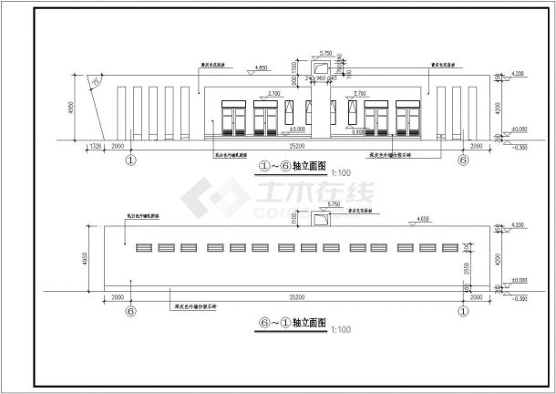 陕西单层框架结构公共厕所建筑设计施工图-图一