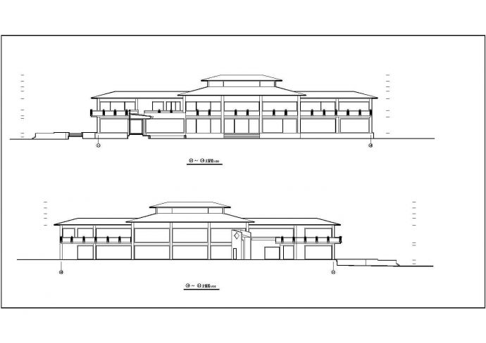香河某两层框架结构别墅建筑设计方案图_图1